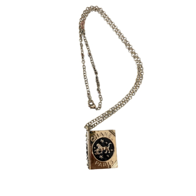 Chanel 2022 Enamel Book Locket Pendant Necklace
