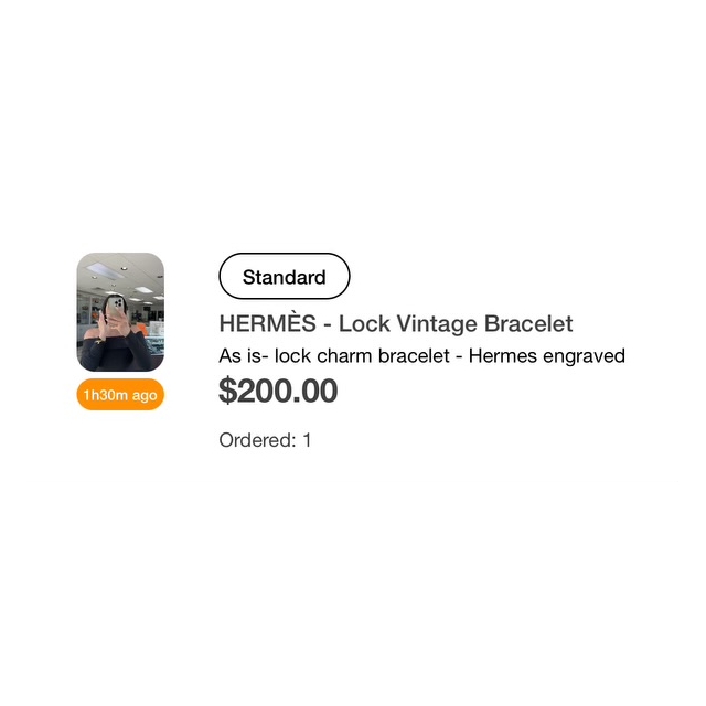 Hermes Vintage  lock Charm Bracelet Black