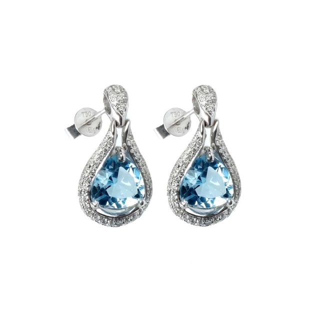 4.51ctw Aquamarine Drop Diamond earring
