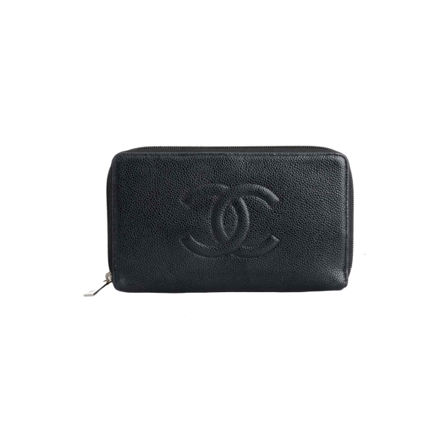 Chanel Vintage Timeless Caviar L-Gusset Continental Wallet
