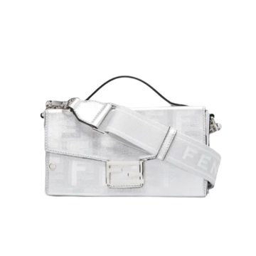Fendi Silver Zucca Soft Trunk Baguette Bag