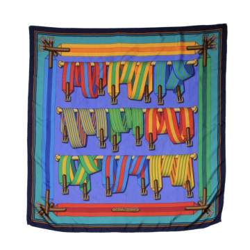 Hermes Blue Sangles Silk 90 Scarf