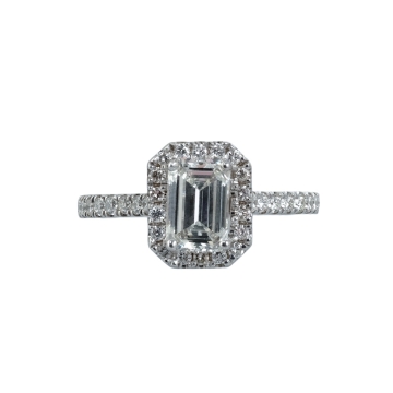1.01ct H SI Diamond Emerald Cut Engagement 18K WG 